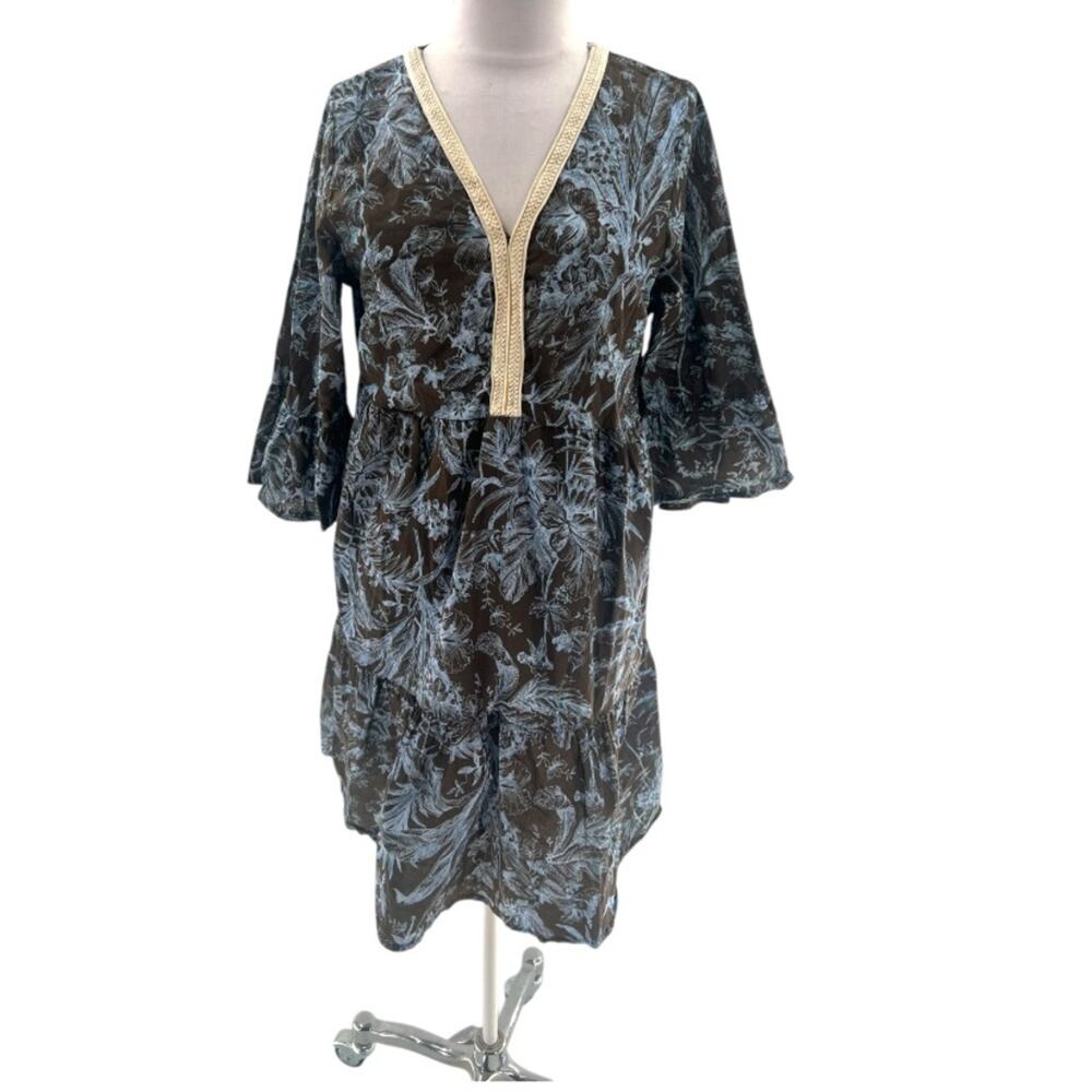 SAIPH lab Santorini Floral Dress Size L Cotton Italy Relaxed Coastal